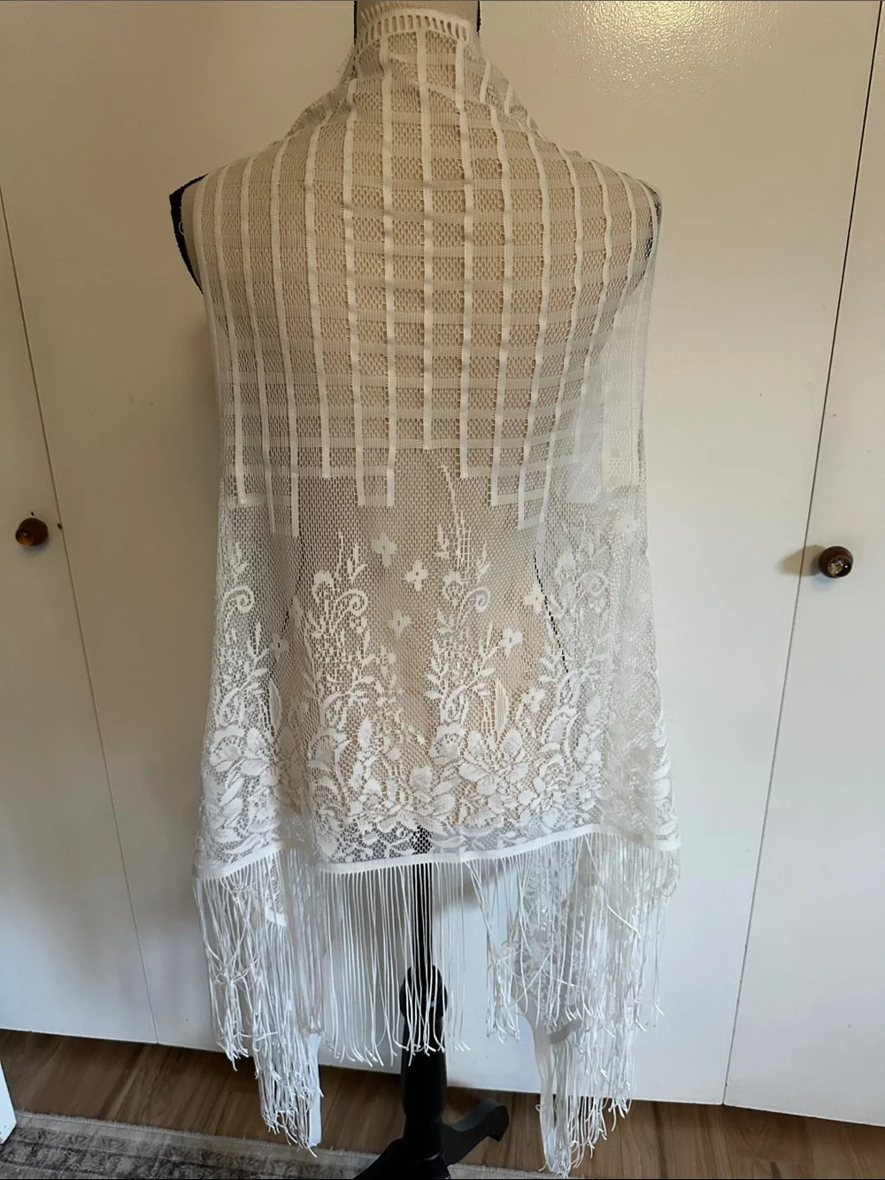 Lightweight White Crochet Open-Front Vest